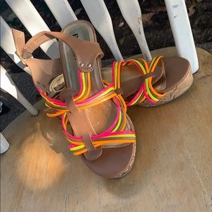 Rainbow summer Wedges size 5